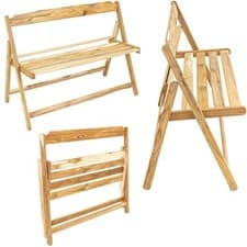 Image of Tramontina Teak Wood 2/3 Seater Foldable Garden Patio Outdoor Bench Space Saving