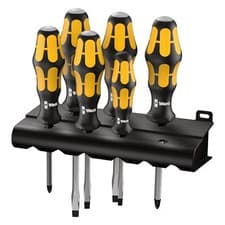 Image of Wera Tool Kraftform 932/6 Chiseldriver Impact Head Screwdriver Set Phillips Flat