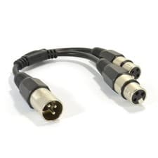 Image of 25cm XLR Adaptor Plug to 2x XLR 3 Pin Sockets Splitter/Combiner Audio Cable Lead