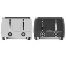 Image of Beko Cosmopolis Retro Toaster Granite Grey 4-Slice Extra Wide Slots Black&white