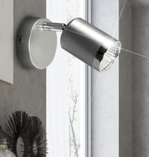 Image of LED 4W Wall Mounted Feature Spotlight In A Brushed Chrome Finish