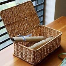 Image of Storage Basket with Lid Household Organizer Decorative Multipurpose Sturdy
