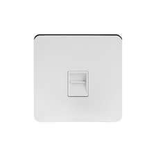 Image of Polished Chrome Flat Plate 1 Gang Telephone Master SocketBT Wht Ins Screwless