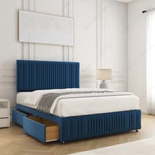 Image of ROSIE DIVAN BED VELVET UPHOLESTERED 24" PLUSH HEADBOARD+ ORTHOPAEDIC MATTRESS