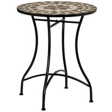 Image of Outsunny 60cm Mosaic Round Bistro Table Outdoor Garden Side Table, Grey