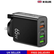Image of 65W Quick Charger UK Plug Fast Wall Charger Power Adapter 5 Port USB-C PD Type C