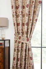 Image of Aylesbury Jacquard Floral Design Pencil Pleat Lined Curtains Natural Background