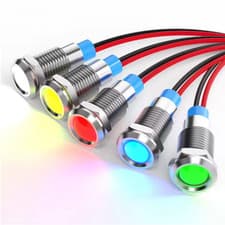 Image of 6Mm LED Waterproof Metal Indicator Light Signal Light with Wire 6V -12V -24V 24V