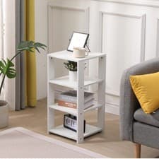 Image of 4 tier bookcase and bookshelf narrow book shelf open space freestanding white