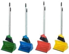 Image of Commercial Dustpan & Brush Set Long Handle Industrial Colour Coded Cleaner