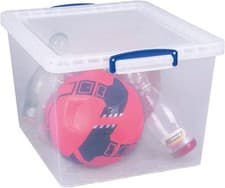 Image of Really Useful Box Nestable Plastic Storage 33.5 Litre Clear (Pack of 3)