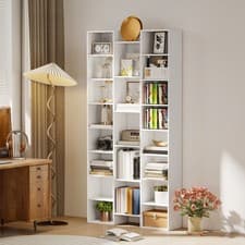 Image of Tall Bookcase, Bookshelf with 21 Compartments and Adjustable Shelves