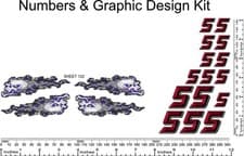 Image of R/C Vinyl Decal 1/16th Scale Bevel 2-D Red (# 5's) Graphic Skull Kit R122n