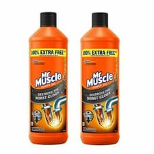 Image of MR MUSCLE POWER GEL DRAIN UNBLOCKER PIPE SINK PLUGHOLE KITCHEN BATHROOM 1L