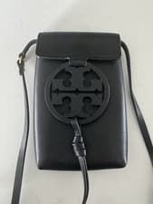 Image of Tory Burch Miller Leather Phone Crossbody Black Mini Bag