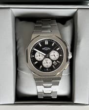 Image of New! ROTARY Regent Chronograph GB05450/65 40mm Black Dial Stainless Steel RRP