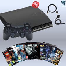 Image of Sony Playstation 3 Slim Console 1 Controller 320GB PS3 Cables 10 Games HDMI