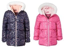 Image of Baby Girls’ Wippette $65 Heart Foil Quilted Jacket w/Faux Fur Trim Hood 12M NWT