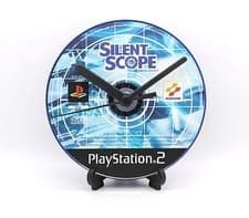 Image of Silent Scope CD Disc Clock Video PlayStation 2 Game Upcycled Gaming Gift Idea