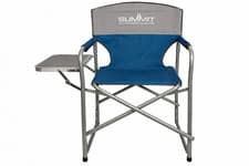 Image of Blue Folding Director Chair with Side Table Lightweight Aluminium Camping Garden