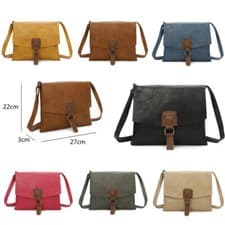 Image of Cross Body Shoulder Bag Ladies Full Flap Buckle Detail Satchel Handbag 8367