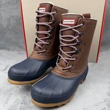 Image of Hunter Original Insulated Pac Boots Womens UK 5 Lace Up Sienna Blue Rubber