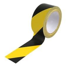 Image of SOCIAL DISTANCING PVC FLOOR HAZARD WARNING TAPE ROLLS SELF ADHESIVE 48MM X 33M