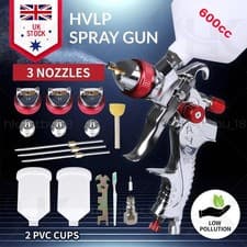 Image of Spray Gun Paint Gun Kit HVLP Gravity Feed Air with 1.4mm 1.7mm 2mm 3 Nozzles UK