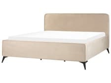 Image of Velvet EU Super King Size Bed Taupe VALOGNES