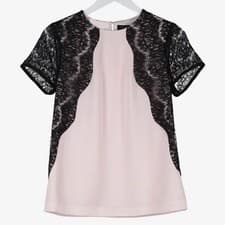 Image of TED BAKER Pink and Black lace Top Blouse ~ SIZE 2 UK 10 ~ NEW withOUT Tags