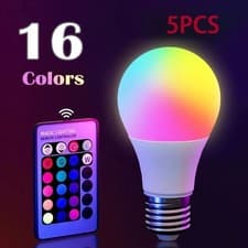 Image of RGB LED Bulb 16 Colors E27 Smart Lamp Dimmable with 24-Key Remote