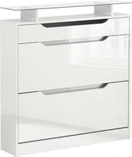 Image of HOMCOM Shoe Storage Cabinet, Cupboard 89 x 23 x 96 cm, High Gloss White
