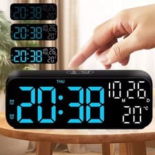 Image of Digital LED Large Display Alarm Clock USB/Battery Operated Mirror Face Design UK