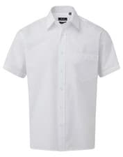 Image of Premier New Mens Short Sleeve Formal Office Work Poplin Casual Shirt Cut Collar