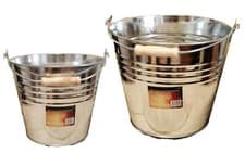Image of Galvanised Metal Bucket Heavy Duty Steel Pail with Wooden Handle Ash Pan
