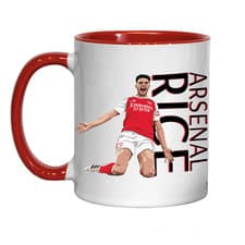 Image of Arsenal FC coffee mug RICE Football gift 11oz ceramic Red.