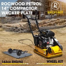 Image of Wacker Plate Compactor Compaction RocwooD 14" 163cc Petrol FREE Pad & Wheel Kit