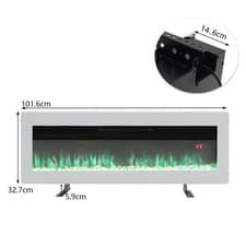 Image of 40/50/60inch LED Fireplace Media Wall Fire Wall Mounted Standing Electric Heater