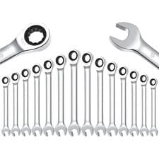 Image of Ratchet Spanner Combination Fixed Head Wrench Metric 8mm To 32mm Chrome UK