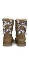 Image of UGG BAILEY BOW II DIAGONAL STRIPES CHESTNUT SUEDE SHEEPSKIN BOOTS SIZE US 9/UK 7
