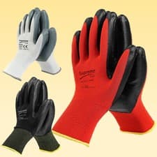 Image of 24 Pairs PREMIUM NITRILE COATED Red Nylon Work Gloves Builders Gardening Grip