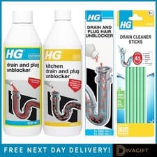 Image of HG DRAIN AND PLUG UNBLOCKER LIQUID KITCHEN SINK REMOVES BLOCKAGES & HAIR CLEANS