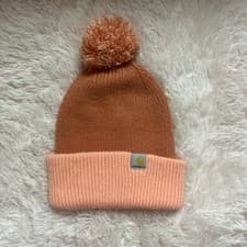Image of Carhartt Women's Knit Pom Pom Cuffed Beanie Winter Cap Hat Coral Salmon OS