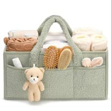 Image of Baby Nappy Caddy Organiser New Born Baby Essentials For New Mum Changing Basket