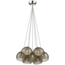 Image of Refined Lighting 7 Light Cluster Ceiling Pendant Chrome Smoked Grey Glass Shades