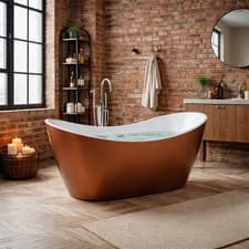 Image of 1600mm Freestanding Slipper Bath – Matt Copper & White Acrylic – Modern Luxury