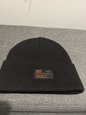 Image of Mens Ladies Unisex Superdry Black Logo Beanie Ribbed Hat New Tags £19.99