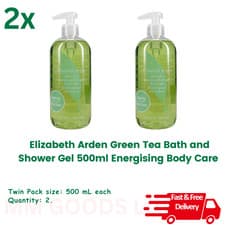 Image of 2x Elizabeth Arden Green Tea Bath and Shower Gel 500ml Energising Body Care