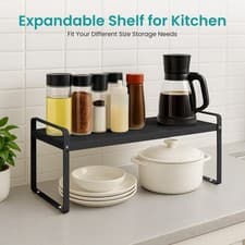 Image of 2 Tier Expandable Kitchen Cupboard Organiser Multi-Purpose Shelf