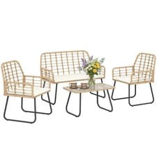 Image of Outsunny Rattan Garden Furniture Set, 4 Pcs Outdoor Patio Furniture, Refurbished